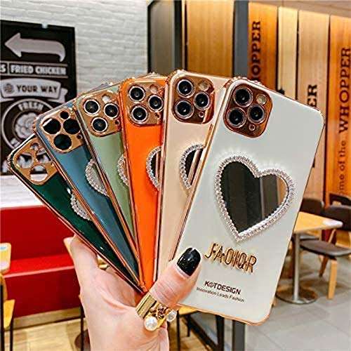 HEOLIEN Makeup Mirror Phone Case Bling Heart-Shaped Frame, Luxurious Bling Protective case for iPhone?Cute Bling Shining Protective case for iPhone (Pink,for iPhone 7 Plus/8 Plus) 5