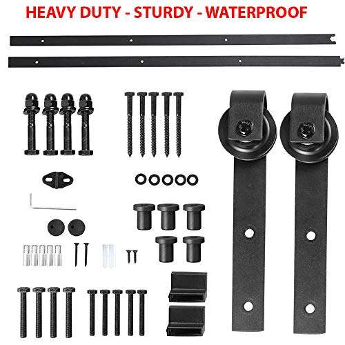 8FT Heavy Duty Sturdy Sliding Barn Door Track Hardware Antique Country Style Closet Set Rollers Suitable for Indoor Decoration in Kitchen, Bedroom, Dressing Room, Club, Pub and So On 5