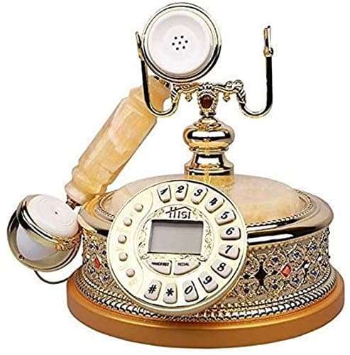 Advanced Home Calling Phone Corded Phone European Vintage Landline Retro Resin Home Telephone Push Button dial Hands-Free Redial Function Home Decoration Office Crafts Gold 6