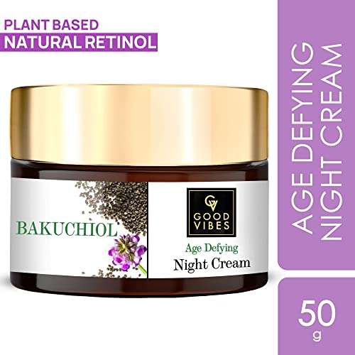Good Vibes Bakuchiol Age Defying Night Cream, 50 g Natural Retinol, Anti-Aging, Wrinkle Control Face Moisturizer With Shea Butter, Vegan, No Parabens, Mineral Oils, Sulphates, Animal Testing 3