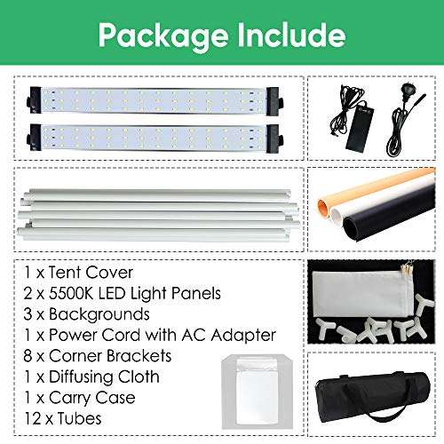 VOLKWELL Portable Photo Studio Light Box 40CM/15.7'' Table Top Photography Lighting Shooting Tent Kit with 84 LED Lights, 3 Backdrops, Carry Bag for Jewelry Small Items Product Photography 6