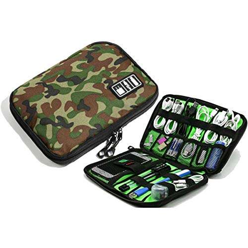 Travel Cord Organizer Case Electronic Accessories Travel Bag Organizer for Phone Cord Charger USB Cable, SD Card, Hard Drive Earphone, Flash Drive- Water-Resistant with Double Zipper (Camouflage) 2