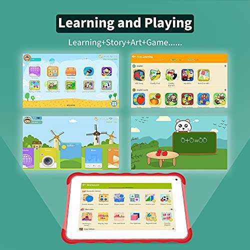 Kids Tablet, Android Tablets, Quad-Core, 1GB RAM 16GB ROM, Tablet for Kids with Educational Software, Parent Control, Wi-Fi, Bluetooth, Dual Cameras, Anti-Shock Case MT-762QU Red 4