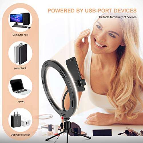Selfie Ring Light LED Phone with Tripod Stand, 10.2 Dimmable LED Makeup Beauty Ringlight for YouTube Video/Photography/Tiktok (18 Small) 6