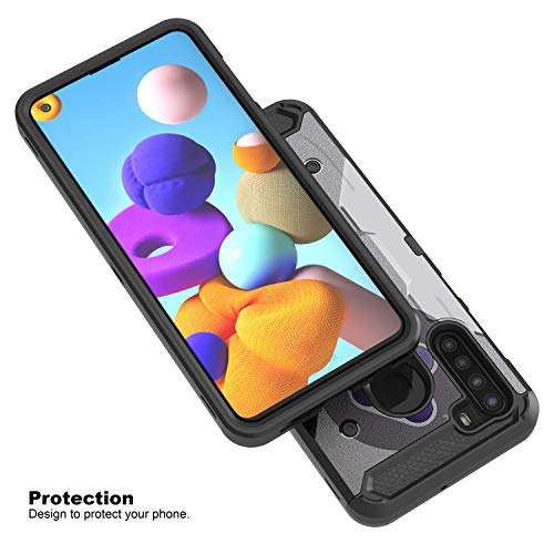 TurtleArmor | Compatible with Samsung Galaxy A21 Case (2020) | A215 [Armor Pro] Full Body Protection Armor Hybrid Kickstand Rugged Cover Holster Belt Clip Case - Classic Game Controller 5