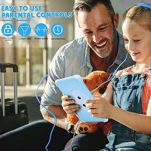 JUNLONG 8 inch Kids Tablet, Quad Core Android 11, 2GB+32GB, WiFi, Bluetooth, Dual Camera, Educationl, Games,Parental Control, Kids Software Pre-Installed (Pink) (Blue) (Pink) 5