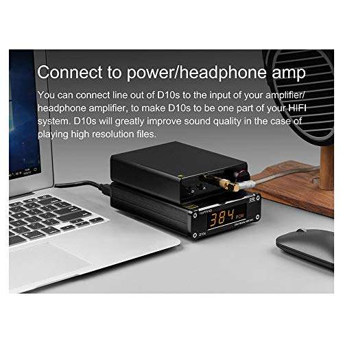 Linsoul Topping D10S HiFi USB DAC with ES9038Q2M Chip, Analog Digital Output (Black) 5