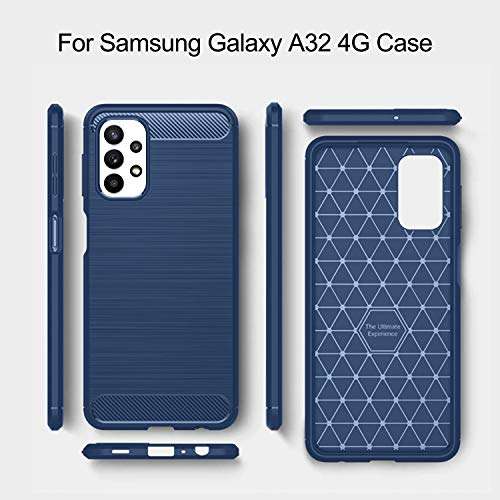 PULEN for Samsung Galaxy A32 4G Case with 1 Pack Screen Protector,Shock Absorption Flexible TPU Rubber Protective Cover - Blue 5
