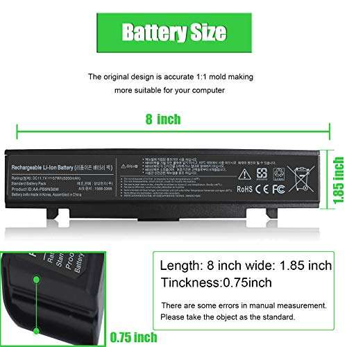Feppery Laptop Battery for Samsung AA-PB9NC6B AA-PB9NS6W NP300E5E NP300V5A RV515 P530 Q430 Q320 NP-RV515 NP-RV511 NP-RV711 NP-P510 NP-P530 RV510-S01 RV511-A01 NP550P5C[Compatible with：6Cells/5200mAh] 6