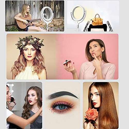 Fill light ZGM Beauty Light Ring LED Rotation Selfie Makeup Mirror Phone Live Broadcast Hose Clamp Telescopic Stand 3 Color Temperature Shooting Video 5