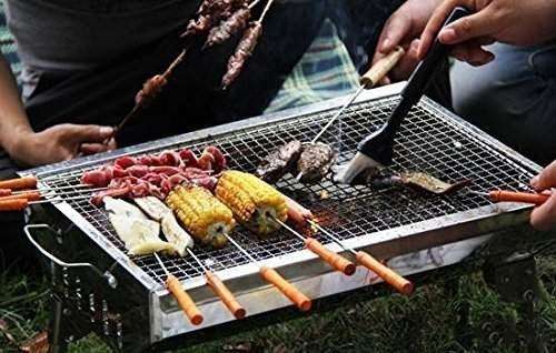 Barbecue Grill Skewers for BBQ Tandoor, Grill | Stainless Steel Stick Skewer with Wooden Handle, Wooden Skewer Stick Pack of 12 5