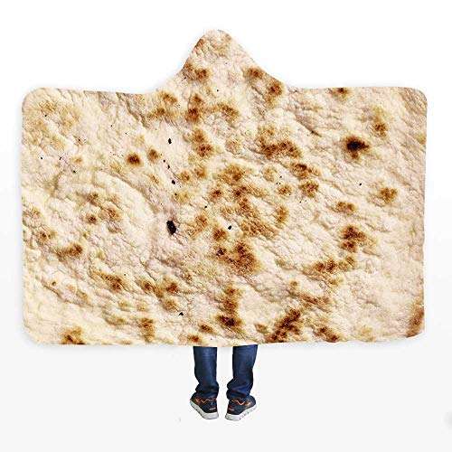 Cozy Printed Winter Warm Bath Cloak Flannel Double Layer Wearable Children Adult Pancake Hooded Blanket Warm ( Color : 3 , Size : 130150 ) 5