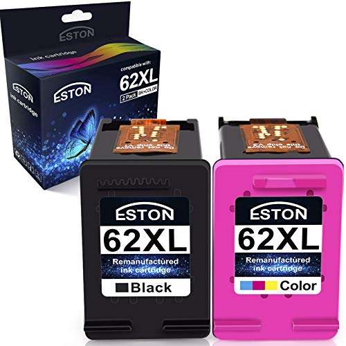 QINK Remanufactured Ink Cartridge Replacement for HP 62XL HP 62 XL C2P05AE C2P07AE High Capacity for Envy 5640 5642 5643 5660 7640 7645 Printer-2Pack (1 Black 1 Color) 2