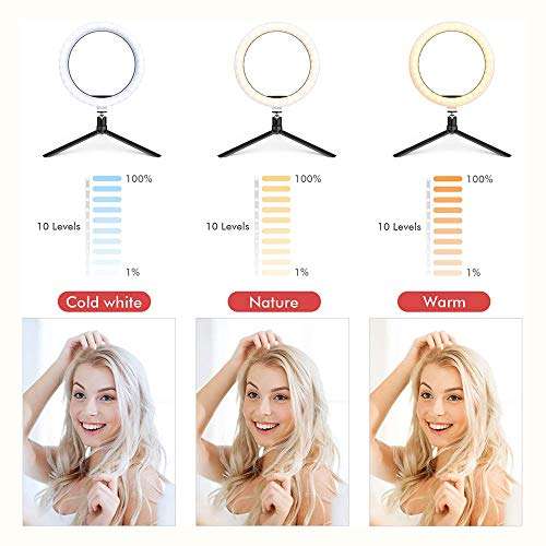 SHXITAYNB Table Ring Flash,Tikotk Ring Light with 360░ Adjust Tripod Stand,3 Light Modes,for Selfie,Video,Live Streaming,10.2 3