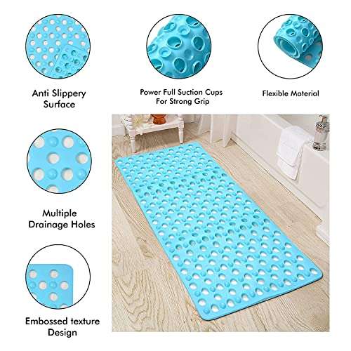 Urdhvamurti Anti-Slip Non- Slip Vinyl Floor Mat with Suction Cups and Drainage Holes for Kitchen, Toilet and Bathroom (Blue, 40 X 70 cm) 4