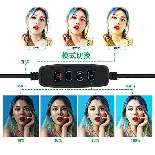 ZJING Makeup Lamp with Stand, Dimmable LED Ring Light with Mobile Phone Stand, Fill Light is Suitable for Live Broadcast, Photography, Video,B 5