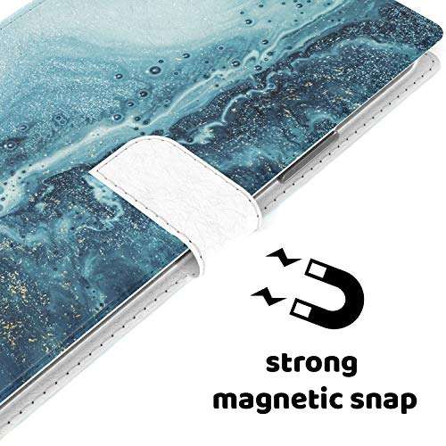 Mertak Wallet Case Compatible with Samsung Galaxy Note 20 Ultra 10 Plus S20 A70 S10 Blue Folio Abstract Ocean Slim Magnetic Glitter Protective PU Leather Cover Card Holder Texture Lightweight Painting 4
