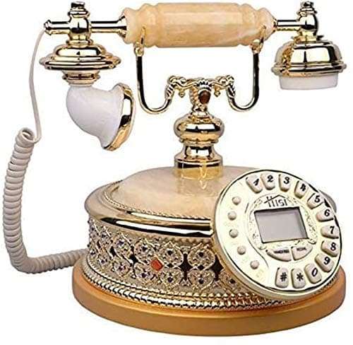 Advanced Home Calling Phone Corded Phone European Vintage Landline Retro Resin Home Telephone Push Button dial Hands-Free Redial Function Home Decoration Office Crafts Gold 4