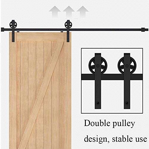 Enweonga Black Sliding Barn Door Hardware Track Kit, Sliding Track Roller Hangers for Single Doors, Mute, Durable,59.05in 5