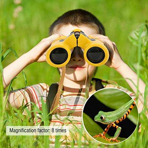 DAUERHAFT Children Binoculars Rubber + Metal with Horn Eye Mask Children Binocular Telescope Wonderful Gift for Your Kids Help Expand The Childs Horizons(Yellow) 4