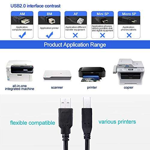 Label Printer USB Cable Compatible for Brother QL-500 QL-570 QL-700 QL-800 QL-810W QL-820NWB,Zebra GX420D,Rollo NETUM Seiko 6