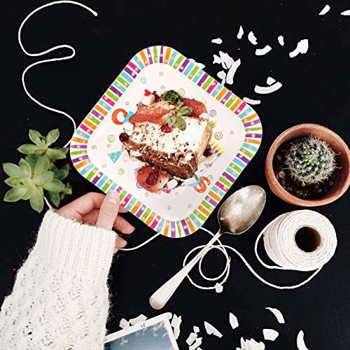 VALICLUD 30pcs 9 inch Happy Birthday Rainbow Party Supplies Feliz Cumplea±os Paper Dessert Plates for Kids 4