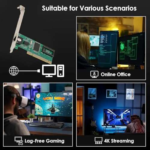 PremiumAV 10/100 Mbps PCI LAN Card – Internal Ethernet Network Adapter for Desktop PC with RJ45 Port – Wired Internet Connectivity for Windows XP/7/8/10 via PCI Slot 4