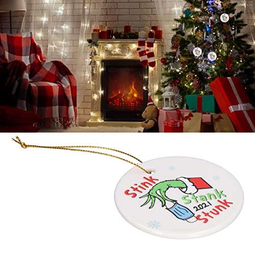 Round Printed Christmas Tree Pendant, Christmas Elements Pattern Decoration Universal Novel Tasteless Portable for Living Room Decoration for Home Decor(Type B) 4