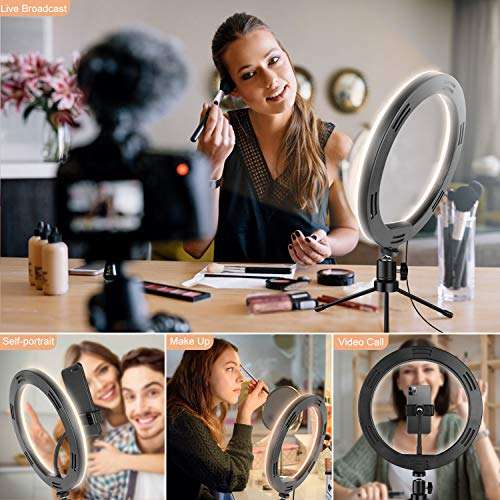 Selfie Ring Light LED Phone with Tripod Stand, 10.2 Dimmable LED Makeup Beauty Ringlight for YouTube Video/Photography/Tiktok (18 Small) 5