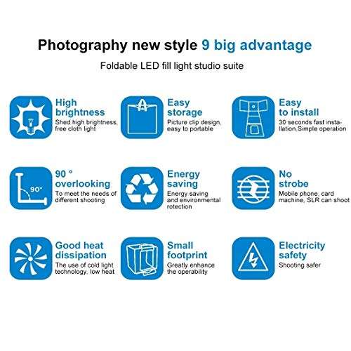Portable Photo Studio Box - 16 inch 40cm Portable Photography Light Tent, Professional Foldable Shooting Lighting Softbox with 2x30 LED Lights & Three-Color Backdrops for Product Display 4
