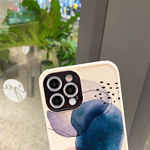 Water Color Blue Soft Case for Apple iPhone 12 Pro Max 6.7 inch Fashion Cute Design with Plating Camera Protection Lid Shockproof Corner Bumper Protective Cover for iPhone 12 Pro Max Cases 3