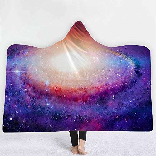 Cozy Universe Galaxy Winter Warm Bath Cloak Flannel Wearable Children Adult Throw Printed Hooded Blanket Warm ( Color : 14 , Size : 130150 ) 4