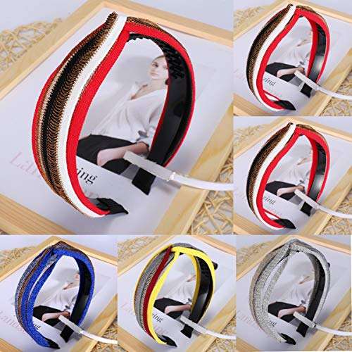 HNTDG Women Bow Knot Stripe Hollow Hairband wide-brimmed Hair Sweet Girls Head Hoop 4