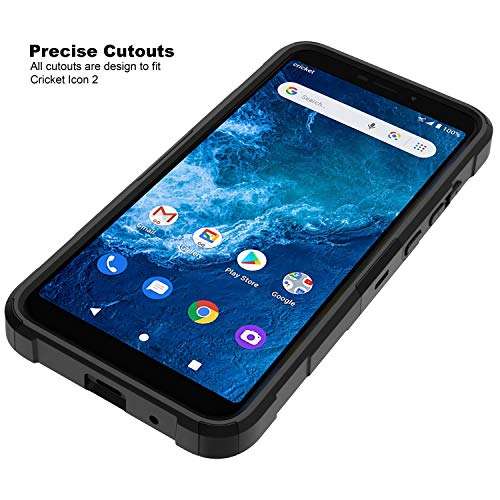 TurtleArmor | Compatible with Cricket Icon 2 Case | U325 [Hyper Shock] Hard Dual Layer Hybrid Rugged Belt Clip Holster Kickstand Case Animal - Wolf Eye 4