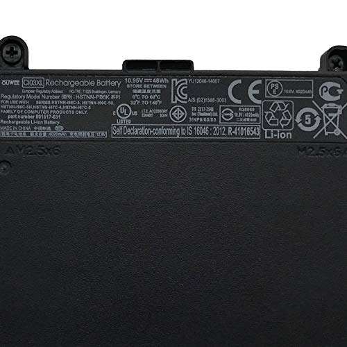 OUWEE CI03XL Laptop Battery Compatible with HP ProBook 640 645 650 655 G2 G3 Series HSTNN-UB6Q HSTNN-LB6T HSTNN-PB6K 801517-422 HSTNN-DB7N HSTNN-I66C HSTNN-I67C 801554-001 11.4V 48Wh 4200mAh 4