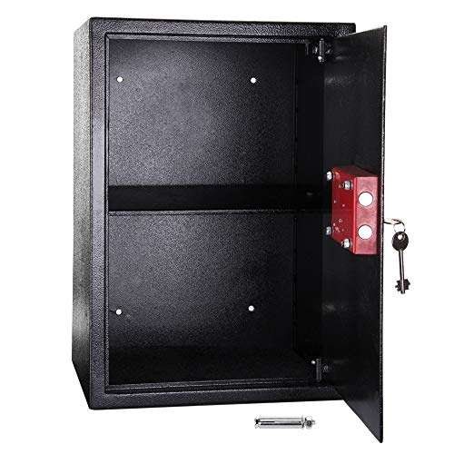 lqgpsx All Steel Safes, Lock Box Large Capacity Safety Electronic Security Steel Money Cash Home Office 2 Override Keys Cloth Wall Floor Mounted, Black 2