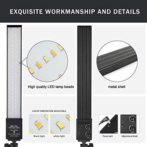 24W Bi-Color LED Dimmable Video Handheld Studio Lights 3200K~5500K Photography Continuous Output Lighting Lamps Kit with Stand Tripod for Camera Photo Studio Shooting,YouTube,Live-2Pack 3