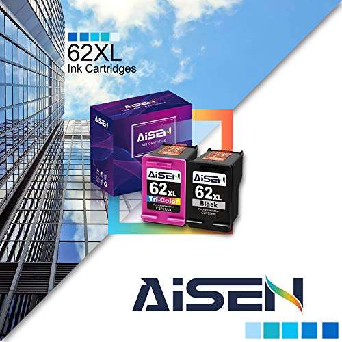 AISEN Remanufactured Ink Cartridge 62 Replacement for HP 62XL 62 XL Used in OfficeJet 5740 8040 Envy 5540 5640 5660 7644 7645 OfficeJet 200 250 Series Printer (1 Black 1 Tri-Color) 5