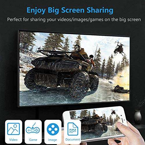 HDMI Cable Compatible for iOS Devices to TV/Monitor, Lighting to HDMI 1080P Digital AV Adapter Cord 6FT, Compatible for iPhone Xs/XS Max/XR/X/8/7/6/Plus/5 i-Pad iPod to Projector 4