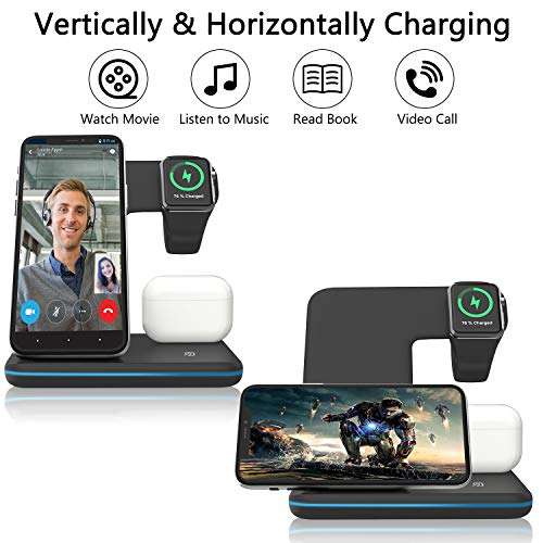 Wireless Charger,ZHIKE 3 in 1 Fast Charging Station Compatible with Apple Watch 7/SE/6/5/4/3/2,AirPods 3/Pro/2/1,Charging Stand for iPhone 13/Pro/Pro Max/12/11/X/Xs Max/8/8 Plus and Samsung Phones 5