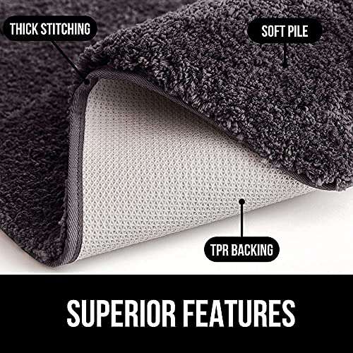 BSPS | Grey Bath Mats for Bathroom Non Slip Ultra Thick and Soft Shaggy Plush Striped Floor Mats Bath Rugs Set, Microfiber Door Mats for Kitchen/Living Room ( Pack 1 Size 40x60 cm ) 6