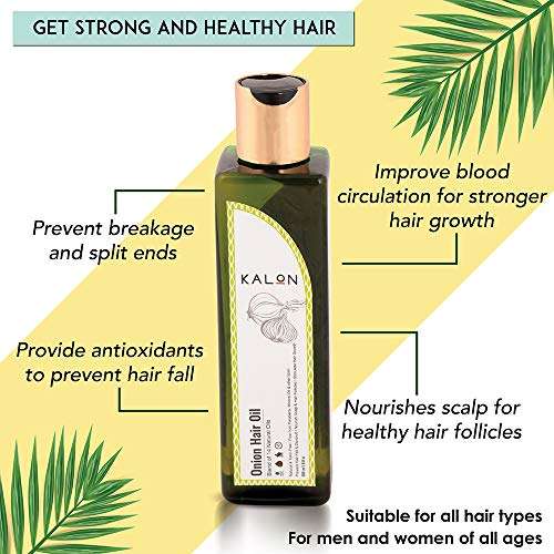 Kalon Natural Onion Hair Growth Oil | For hair regrowth & hair fall control | No mineral oil & paraben | 200 ml 5