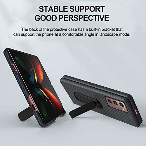 Compatible for Samsung Galaxy Z Fold 2 Case,Original Ultra Thin Real Carbon Holder Stand Back Bumper Cover for Samsung Z Fold2 5G 6