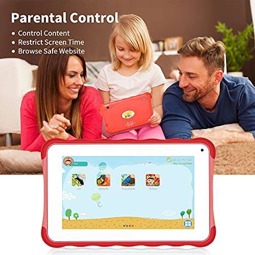 Kids Tablet, Android Tablets, Quad-Core, 1GB RAM 16GB ROM, Tablet for Kids with Educational Software, Parent Control, Wi-Fi, Bluetooth, Dual Cameras, Anti-Shock Case MT-762QU Red 5