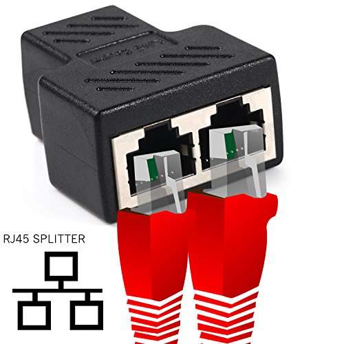 RJ45 Splitter Adapter, DISDIM 1 to 2 Port USB to RJ45 Socket Adapter Interface Ethernet Cable 8P8C Extender Plug LAN Network Connector for Cat5, Cat5e, Cat6, Cat7 3