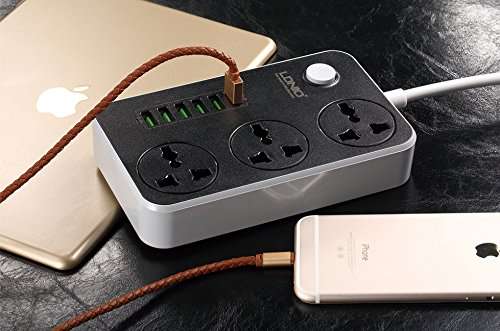 T TECLUSIVE 250 Volts Smart 10A Power Strip with USB || 4 Power Socket Extension with 4 USB Ports and 5 ft Length Power Cord || 18W USB QC Fast Charging Port (White) 4