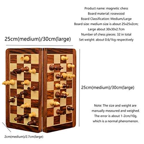 AVEO Magnetic Wooden Chess Set, Travel Portable Folding Chess Board Game Sets, Storage for Wood Pieces, Travel Game Toys Gift ( Size : 25cm ) 6