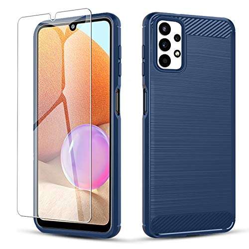 PULEN for Samsung Galaxy A32 4G Case with 1 Pack Screen Protector,Shock Absorption Flexible TPU Rubber Protective Cover - Blue 2