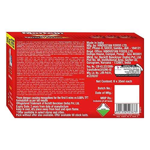 Mortein Insta5 Mosquito Repellent Liquid Refill - 45ml x 6 (Buy 4 Get 2 Free) | 100% Protection from Dengue Mosquitoes, Pack of 6 5