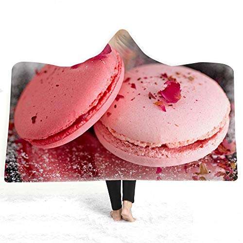 Cozy Macaron Cookies Western-Style Cakes 3D Digital Printing Double Plush Thick Cloak Hats Hooded Blanket Warm ( Color : 2 , Size : 150200cm ) 5